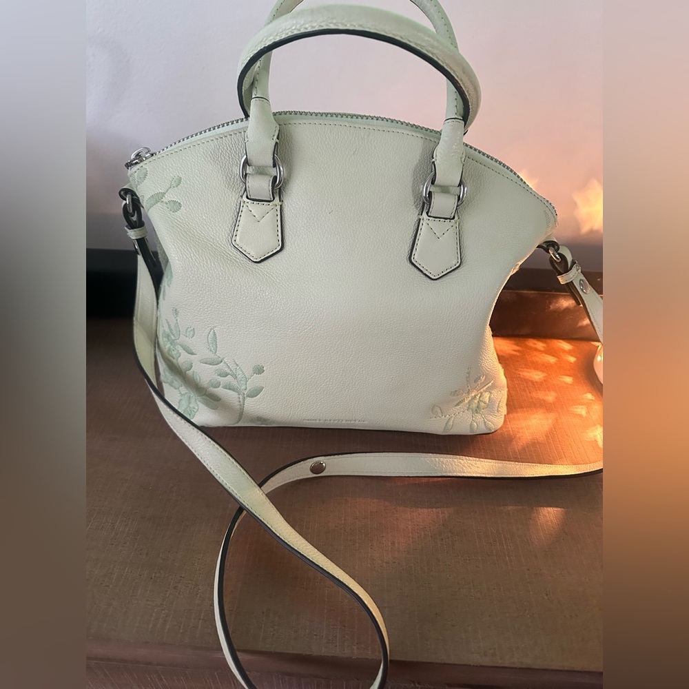 Aimee Kestenburg green leather embroidered floral crossbody handbag